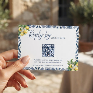 Cartão RSVP Código QR de Confirmação de Presença para Casament