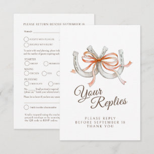 Cartão RSVP Código QR de Escolha de Refeição para Casamento co