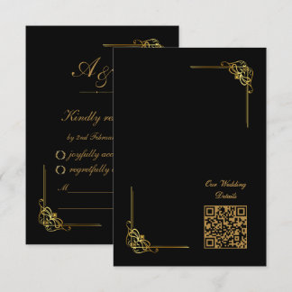 Cartão RSVP Código QR de Evento de Casamento em Ouro Preto Ele