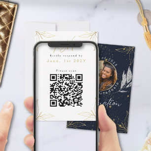 Cartão RSVP Código QR de Festa de formatura Dourada do Marinho