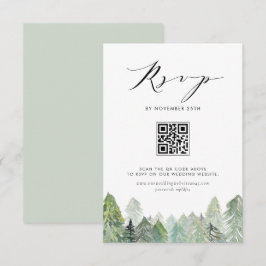 Cartão RSVP Código QR de Floresta Sempre Verde com Neve Casame