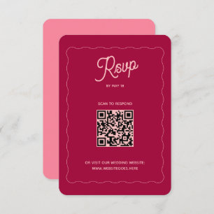 Cartão RSVP Código QR de Quadro de Onda Cor-de-Rosa Rosa Pêsse
