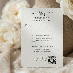 Cartão RSVP Código QR de Roteiro Casamento Moderno