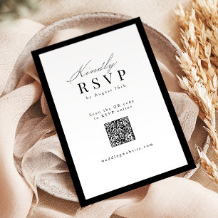 Cartão RSVP Código QR de Tipografia de Letra Simples e Elegant