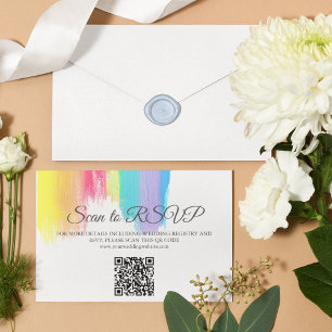 Cartão RSVP Código QR de Verificação de Casamento do Rainbow L