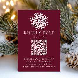 Cartão RSVP Código QR de Vinho de Floco de Neve Simples para C