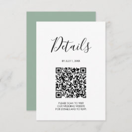 Cartão RSVP Código QR Detalhes de Casamento Verde Sage