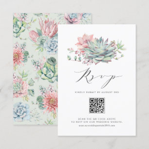 Cartão RSVP Código QR do Buquê do Pastel de Aquarelas