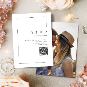 Cartão RSVP Código QR do casamento de fotos minimalista modern