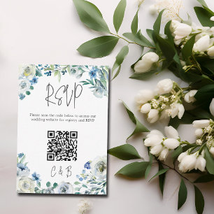 Cartão RSVP Código QR do Casamento Floral de Mola Floral de Mo