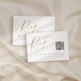 Cartão RSVP Código QR do casamento minimalista com script mode