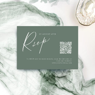 Cartão RSVP Código QR do casamento minimalista do script moder