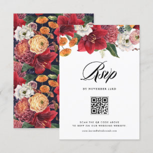 Cartão RSVP Código QR do Casamento no inverno Botânico do Amar