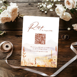 Cartão RSVP Código QR do casamento rústico da montanha de flor