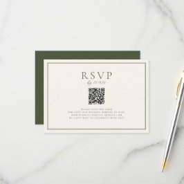 Cartão RSVP Código QR do Casamento Verde de Moss