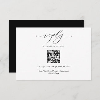 Cartão RSVP Código QR do Casamento vintage Elegante Simples