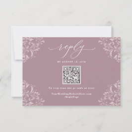 Cartão RSVP Código QR do Casamento vintage Mauve Dusty Rosa