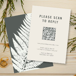 Cartão RSVP Código QR do Fern Botânico Mínimo Moderno da Flore