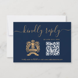 Cartão RSVP Código QR do Passaporte de Destino Dourado de Casa