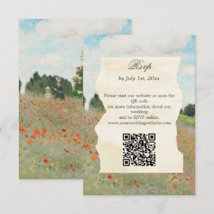 Cartão RSVP Código QR do Site de Casamento Campo de Papoulas A
