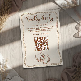 Cartão RSVP Código QR do Site de Casamento de Botas de Cowboy