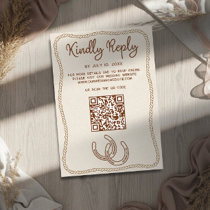 Cartão RSVP Código QR do Site de Casamento de Botas de Cowboy