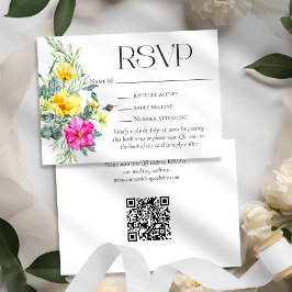 Cartão RSVP Código QR do Site de Casamento Floral do Elegante 