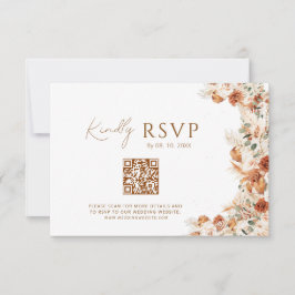 Cartão RSVP Código QR do Site de Noivado Boho Chic Elegante em