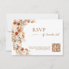 Cartão RSVP Código QR do Site de Noivado com Letra Elegante Fl