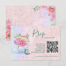 Código Qr Floral Aquarela Verde e Rosa Chic