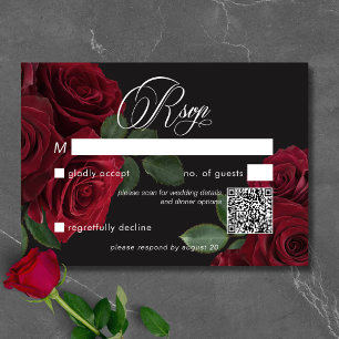 Cartão RSVP Código QR Floral das Rosas vermelhas de Sangue do 
