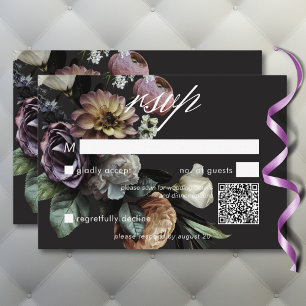 Cartão RSVP Código QR Floral Elegante Moody Twilight Mudou