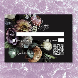 Cartão RSVP Código QR Floral Elegante Moody Twilight Mudou