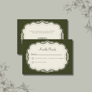 Cartão RSVP Código QR Floresta Verde Elegante Vintage