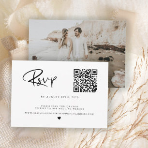Cartão RSVP Código QR - Foto Preta e Branca