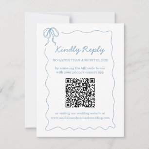 Cartão RSVP Código Qr Ilustrado De Azul Desenhado À Mão Do Whi