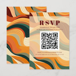 Cartão RSVP CÓDIGO QR Laranja de Terracotta Abstrato Terrestre