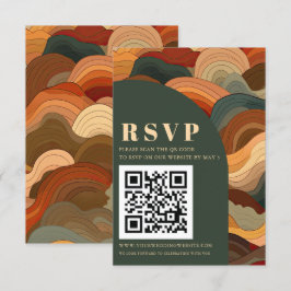 Cartão RSVP CÓDIGO QR Laranja de Terracotta Abstrato Terrestre