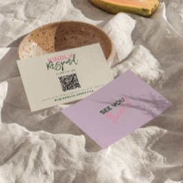 Cartão RSVP Código QR Manuscrito Caprichoso Casamento Único