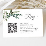 Cartão RSVP Código QR Modern Boho Greenery Casamento<br><div class="desc">Projetado para coordenar com a nossa coleção de casamento Rustic Greenery,  este cartão RSVP personalizável,  apresenta cores aquáticas mistas de botânica verde,  um roteiro de caligrafia moderno emparelhado com uma fonte serif clássica em preto. Itens correspondentes disponíveis.</div>