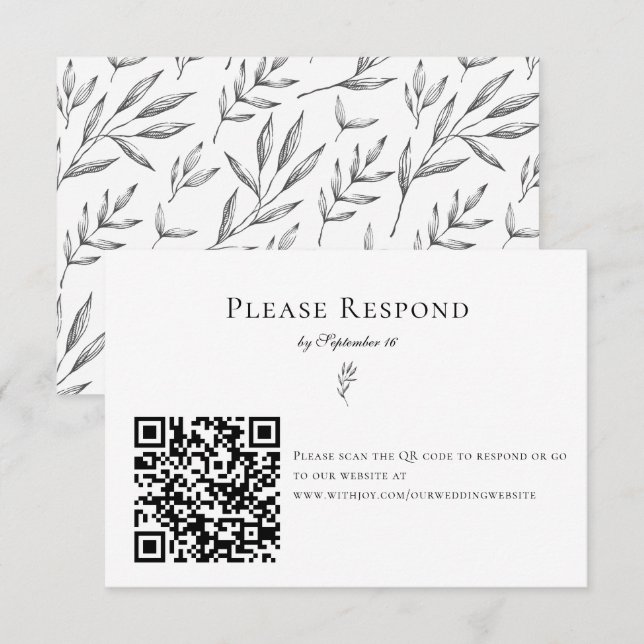 Cartão RSVP Código QR Moderno Elegante Elegante Mínimo Simples (Frente/Verso)