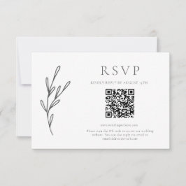 Cartão RSVP Código QR monocromático de Casamento Clássico Eleg