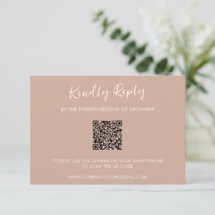 Cartão RSVP Código QR Neutro Moderno Terreno Casamento Simples
