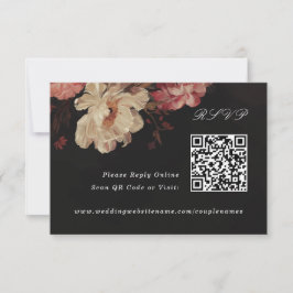 Cartão RSVP Código QR Online Floral Barroco Pintado
