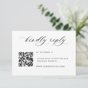 Cartão RSVP Código QR para Caligrafia Simples Elegante
