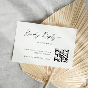 Cartão RSVP Código QR para Caligrafia Simples Elegante
