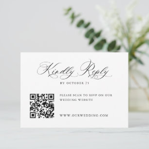 Cartão RSVP Código QR para Caligrafia Simples Elegante