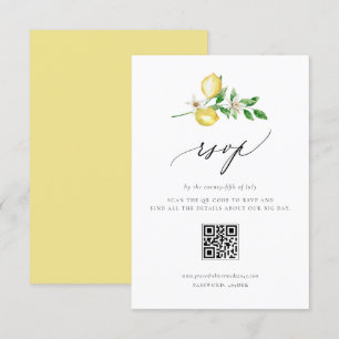 Cartão RSVP Código QR para Lemon Botânico e Casamento Verde
