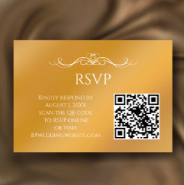 Cartão RSVP Código QR Personalizado Gradiente Dourado Moderno