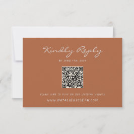 Cartão RSVP Código QR Pinstripes Manuscrito Cai no Casamento O